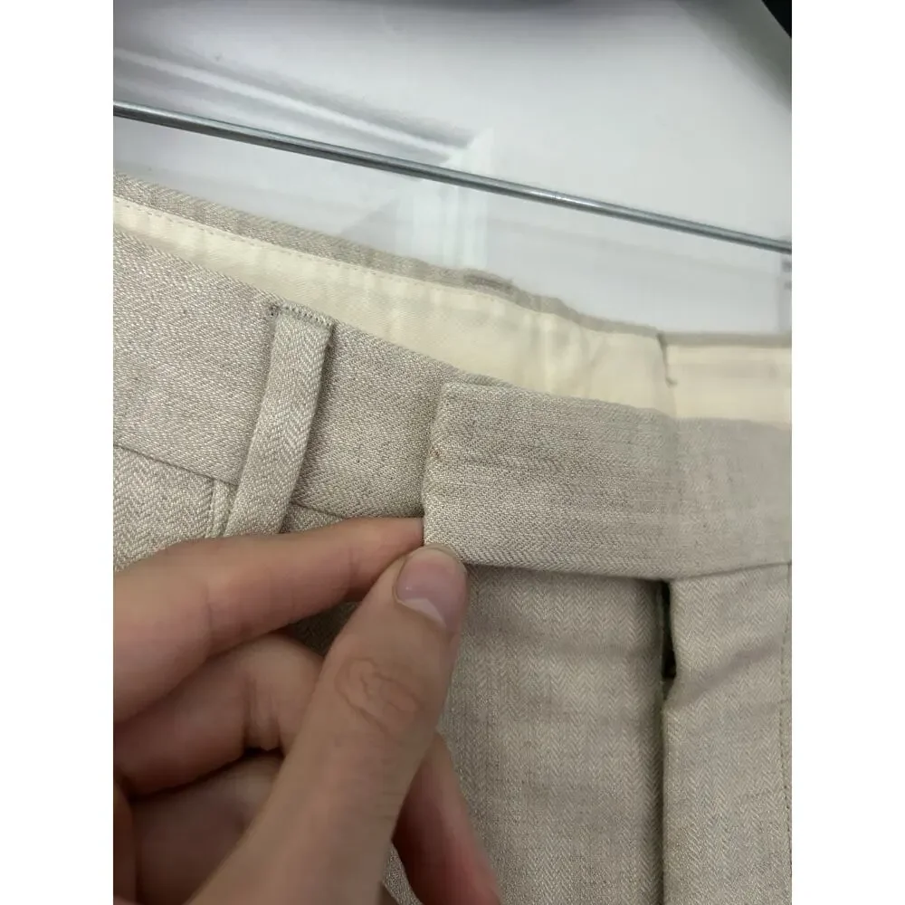 Men’s Billy Reid Dress Pants Size 30 (31x33) Herringbone Cotton Ecru Off White